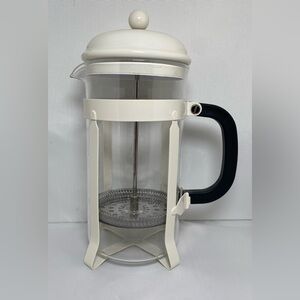 Classic White and Silver French Press Coffee Maker